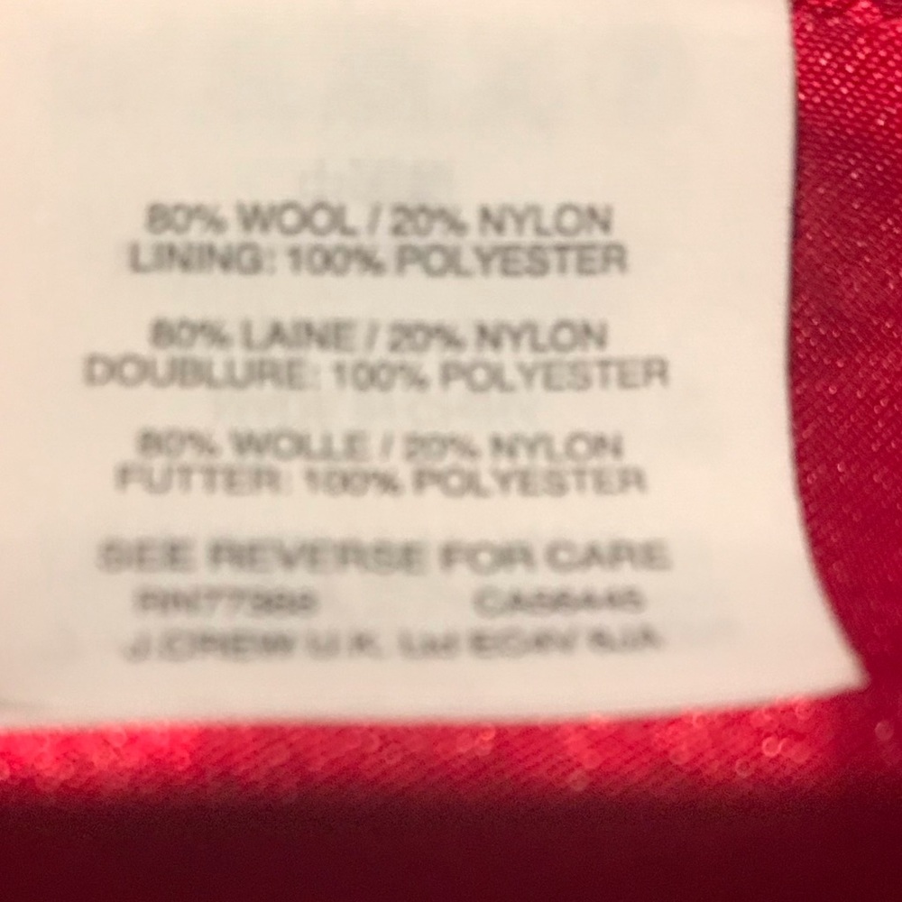 J Crew Melton Wool Red Women's Coat Size 00 - Picture 8 of 8